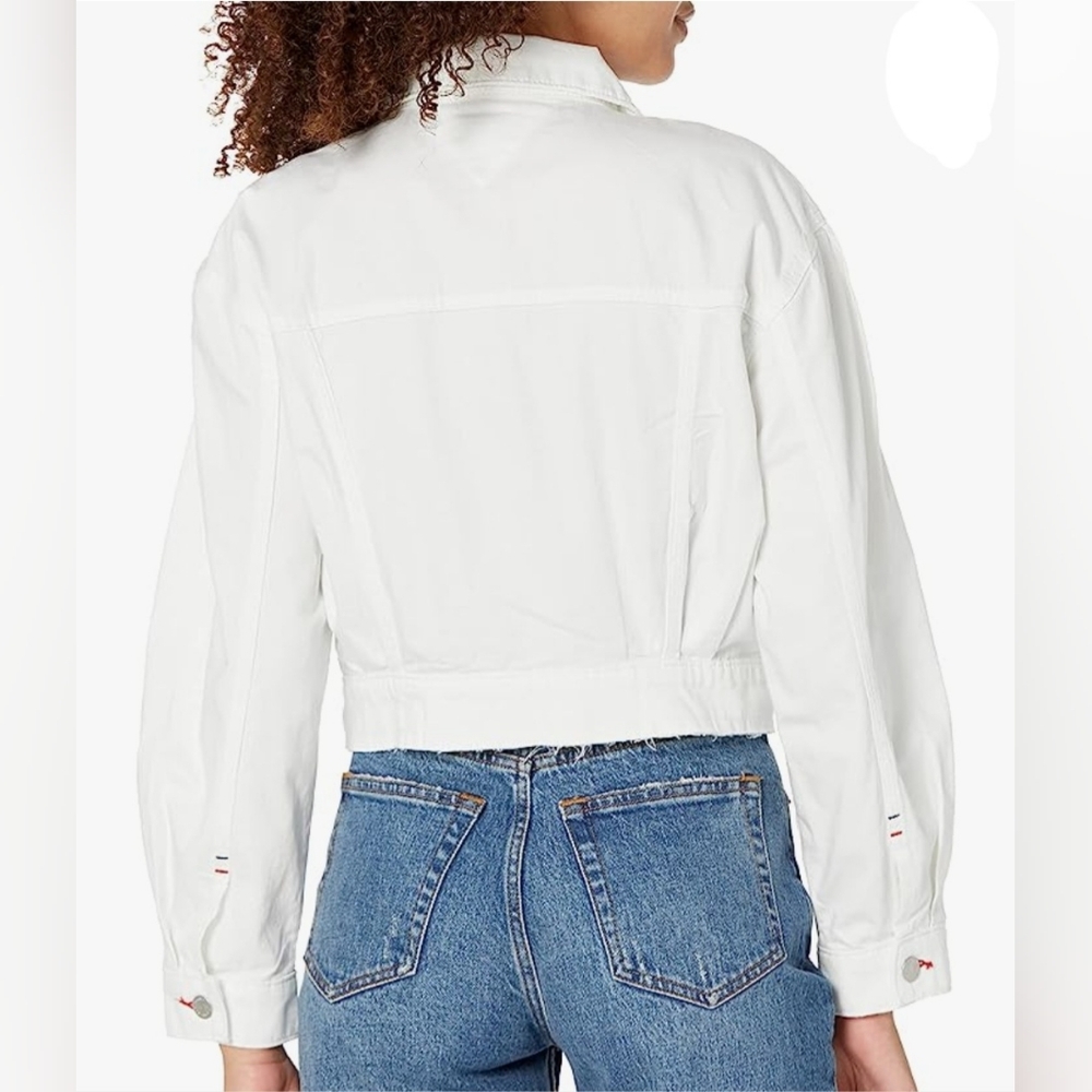 Tommy Hilfiger White Trucker Denim Jean Jacket Women's Size Medium - Picture 2 of 12